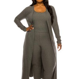 Three piece Pant set Plus size in Heather Gray